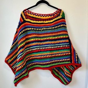 Rainbow knit poncho one size plus size